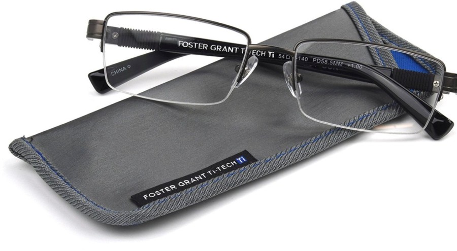 Foster Grant Men'S | Ti-Tech Dark Gunmetal Semi-Rimless